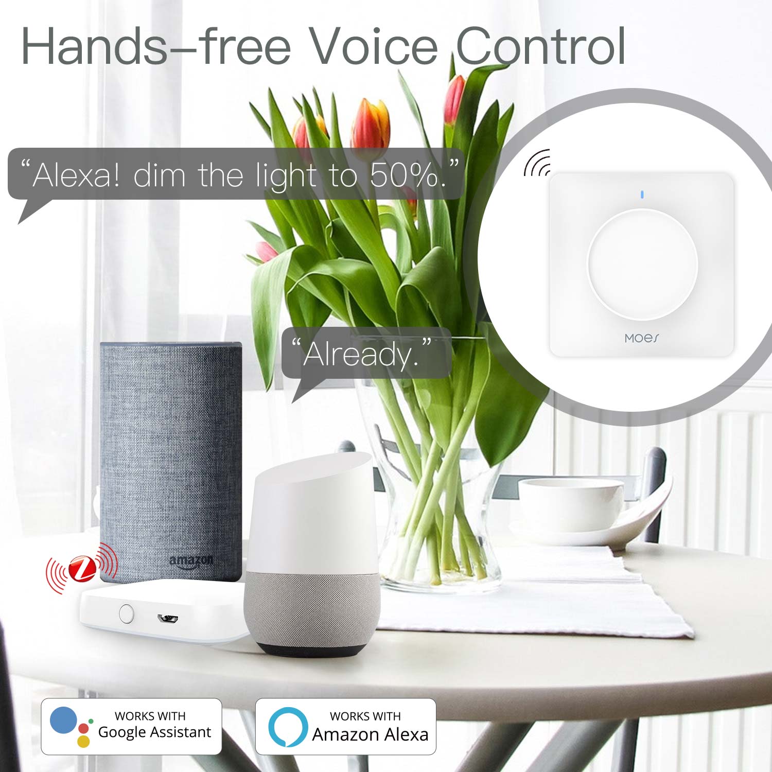 Sakelar Peredup Cerdas MOES Tu - Smart Home Moes ulasan dan harga